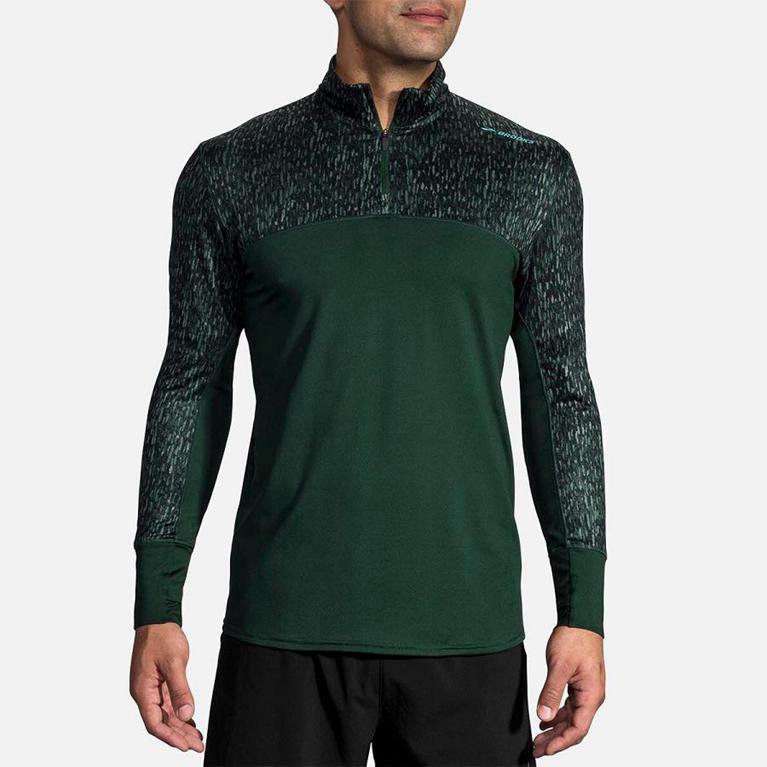 Brooks Dash Half Zip Men's Running Jackets - Green (91386-WZMP)